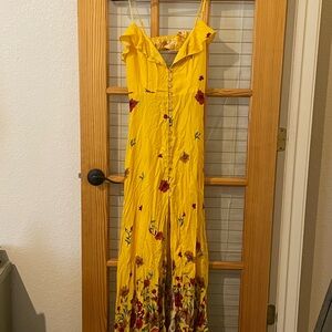 Forever 21 Yellow Maxi Sundress with Spaghetti Straps